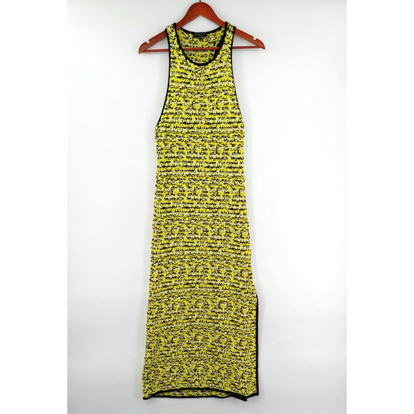 Rag & Bone Midi Dress Womens Medium Yellow Viola Boucle Chunky Knit Sleeveless - Picture 2 of 16